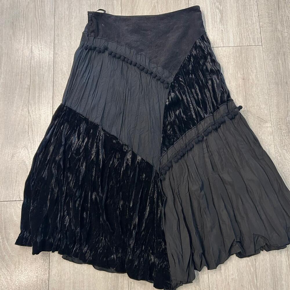 Line A Domani black velvet and corduroy maxi skirt. Size 12